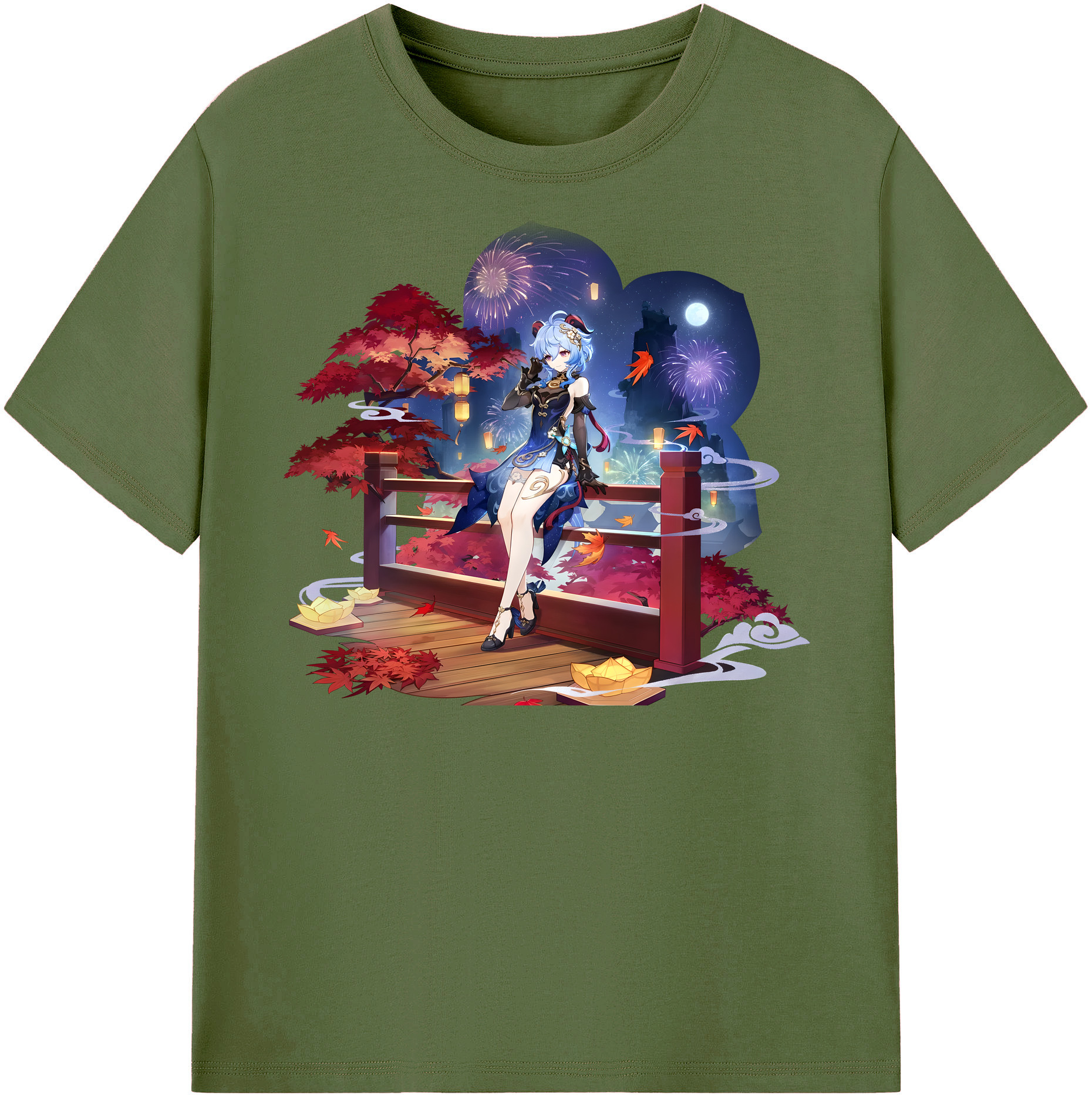 げんし神 甘雨 かんう genshin Ganyu 綿100％半袖Tシャツ（フロントプリント）